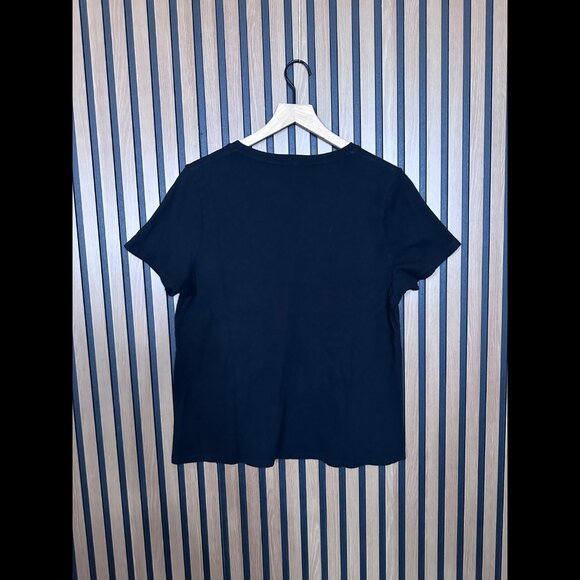 Reformation T Shirt Medium Womens Black Short Sleeve Basic Tee w Tote Bag V Neck - Picture 2 of 11